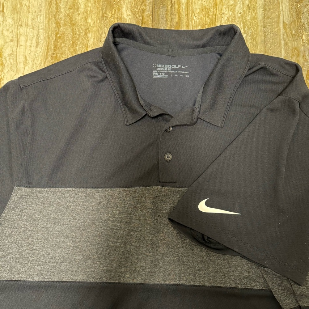 Nike Black and Gray Polo Shirt